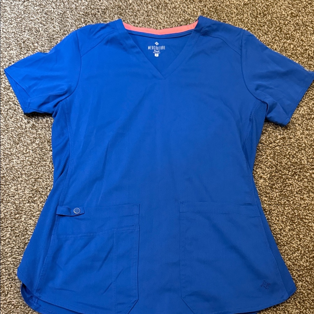 Med Couture Women's Royal Blue Short Sleeve Scrub Top